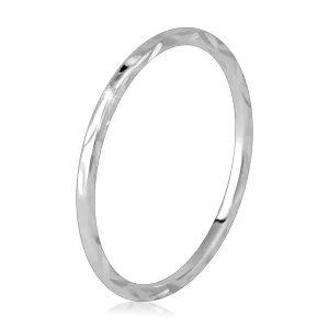 Tanek prstan iz srebra 925 - vzorec v obliki graviranih zrn - Velikost: 57