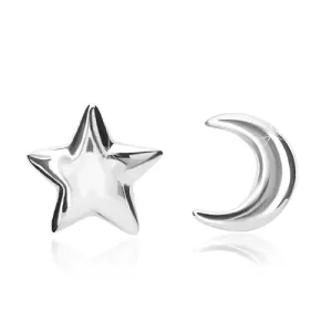 Uhani iz srebra 925 – motiv lune in zvezde, čepki