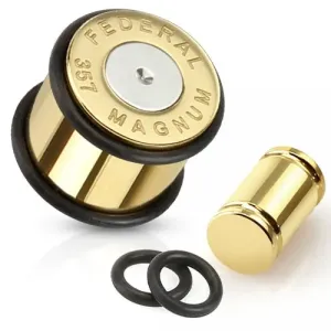 Jeklen vstavek za uho, zlato-srebrn naboj Magnum - Širina: 8 mm