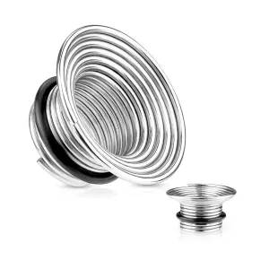 Tunelček za uho iz kirurškega jekla, srebrne barve, spirala z gumico - Širina: 10 mm