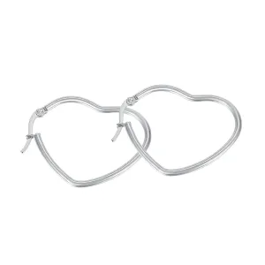 Jekleni uhani srebrne barve – okrogla oblika srca, francosko zapenjanje