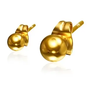 Jekleni uhani v obliki kroglice zlate barve, 4 mm