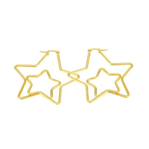 Jekleni uhani v zlati barvi – obroba dvojne zvezde, francoski zaklep