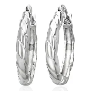 Okrogli prepleteni uhani iz kirurškega jekla, srebrne barve
