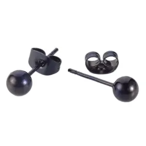 Vtični jekleni uhani črne barve - sijoči gladki kroglici - Velikost kroglice: 6 mm