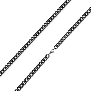 Črna verižica iz jekla 316L – zasukani okrogli členi, tehnologija PVD prevleke, 3 mm - Dolžina: 435 mm