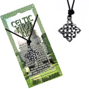 Verižica iz vrvice z obeskom – sijoč kvadrat iz keltskih vozlov