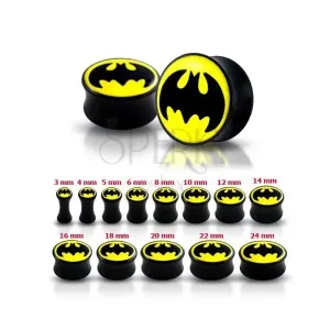 Bleščeč črn vstavek za uho - Batman - Širina: 8 mm