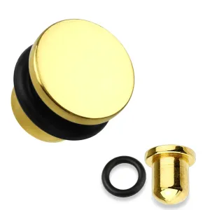 Vstavek za uho iz jekla 316L v zlati barvi, črni gumijasti trak, različnih širin - Širina: 10 mm