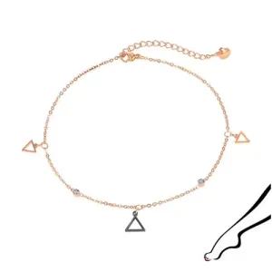 Jeklena zapestnica za gleženj – konture trikotnika, okrogli cirkoni