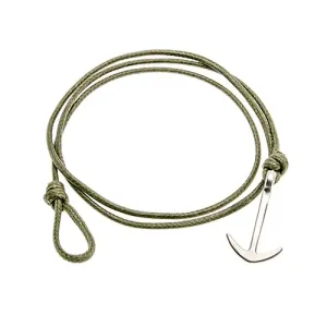 Zapestnica iz vrvice za ovijanje okrog zapestja, zelen odtenek, sijoče sidro