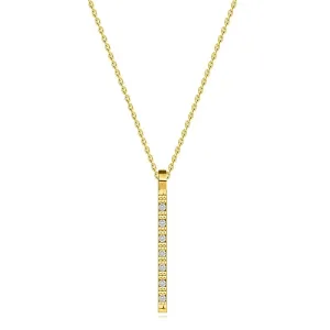 Briljantna ogrlica iz 14K rumenega zlata - ozek trak z okroglimi diamanti