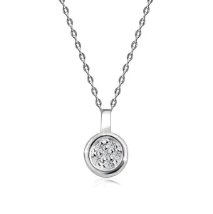 Diamantna ogrlica iz belega zlata 375 - sijoč krog, okrašen z briljanti