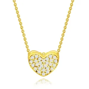 Diamantna ogrlica iz rumenega zlata 585 - srce s prozornimi briljanti