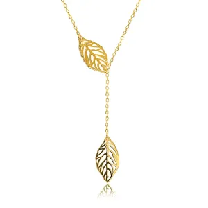 Ogrlica iz rumenega zlata 375 – podolgovati listi z drobnimi zarezami