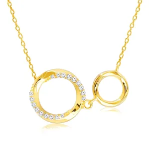 Ogrlica iz rumenega zlata 585 – obrisi krogov, svetleči prozorni cirkoni