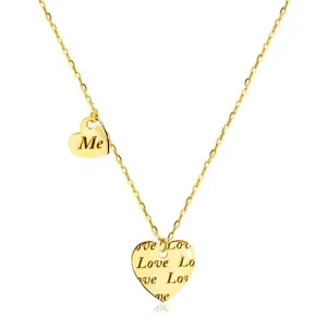 Ogrlica iz zlata 585 – dve simetrični srci z napisoma »Love« in »Me«