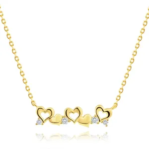 Zlata ogrlica iz 585 rumenega zlata - motiv src, okrogli cirkoni