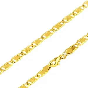 Zlata verižica - ploščati členi z okrasnimi vdolbinami, mreža, 550 mm