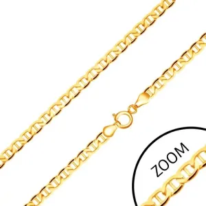 Zlata verižica - ploščati elipsasti členi, klinček na sredini, 550 mm
