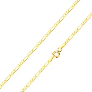 Zlata verižica - trije majhni obročki in podolgovat člen, visok lesk, 500 mm
