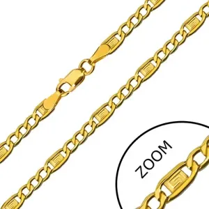 Zlata verižica - trije ovalni obročki, člen z grško spiralo, 450 mm