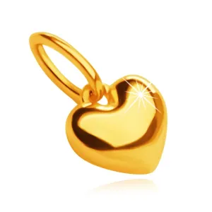 9K zlat obesek - srce z gladko in zrcalnato polirano površino, 5 mm