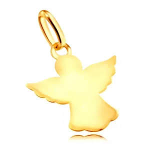 Obesek iz 9K rumenega zlata - izrezljana kontura angela s širokimi krili