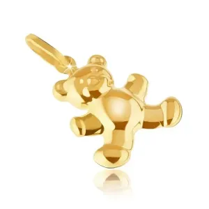 Zlat obesek - bleščeč, drobno vgraviran medvedek, zaobljena površina