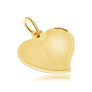 Zlat obesek - nepravilno ploščato srce, satenasta površina, sijoč rob