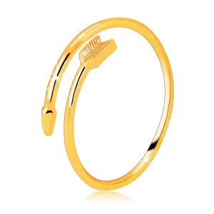 Prstan iz 14K rumenega zlata – zvita puščica, prstan z odprtimi kraki - Velikost: 54