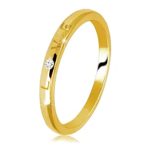 Prstan iz rumenega zlata 585 - prstan z vgraviranim napisom 
