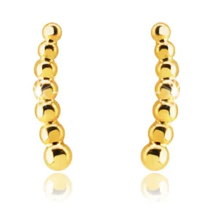 585 zlati vtični uhani – oblika gosenice narejena iz drobnih kroglic