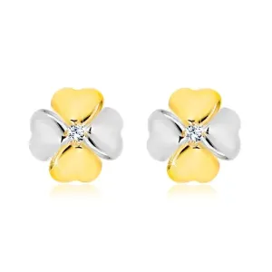 Briljantni uhani iz kombinacije 14-k zlata – simbol sreče, diamant