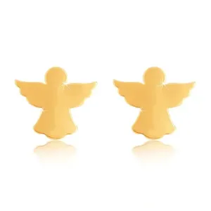 Uhani iz 9-k rumenega zlata – angel s široko razprtimi krili, čepki