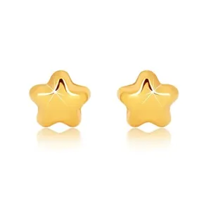 Uhani iz 9-k rumenega zlata – sijoča peterokraka zvezda, čepki