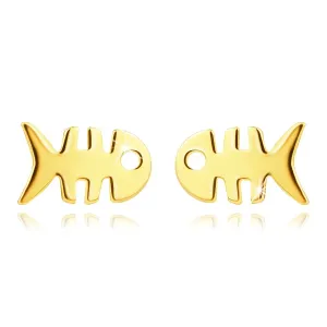 Vtični uhani iz 14K rumenega zlata – ploščata ribja kost