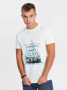 Edinstvena bela majica s trendovskim motivom V1 TSPT-0165