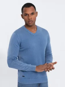 Moški pulover z V-izrezom v modri barvi V4 SWOS-0108
