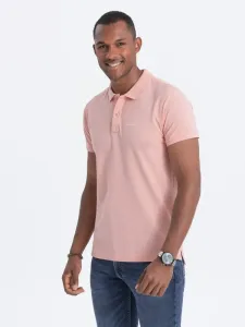 Bombažna rožnata polo majica z nežnim napisom V5 S1746