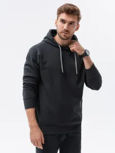 Moški črn pulover s kapuco B1313