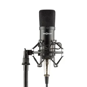 OneConcept Mic-700, studijski mikrofon, Ø 34 mm, kardioid, pajek, zaščita pred vetrom, XLR, črna