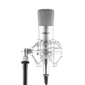 OneConcept Mic-700, studijski mikrofon, Ø 34 mm, kardioid, pajek, zaščita pred vetrom, XLR, srebrna