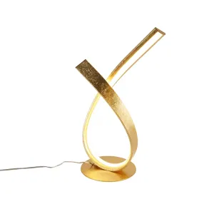 Design namizna svetilka zlata 38,5 cm z LED in zatemnilnikom - Belinda