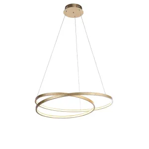 Dizajn viseča svetilka zlata 72 cm z LED zatemnitvijo - Rowan