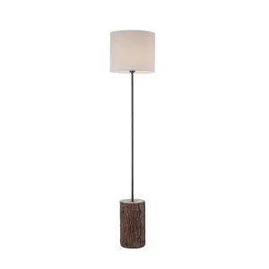Podeželska lesena talna svetilka z belim senčnikom - Oriana