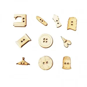 Leseni miniaturni gumbi - različni kompleti (Leseni izrezi za)
