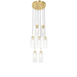 Art Deco viseča svetilka zlata s steklenimi 7 lučkami - Laura