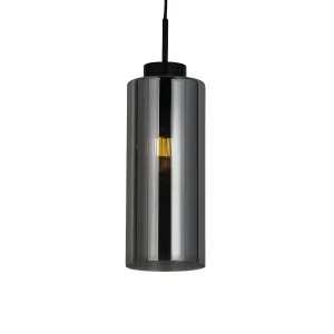 Art Deco viseča svetilka črna z dimljenim steklom - Laura