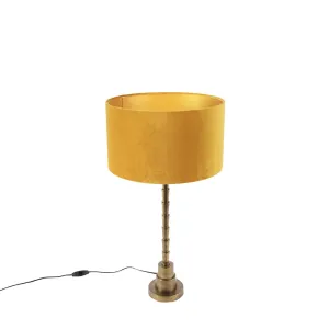 Art deco namizna svetilka z žametnim odtenkom rumena 35 cm - Pisos